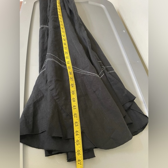 Cynthia Ashby Black Sleeveless Flowy Lightweight Linen Midi Dress Size Large - Picture 7 of 7